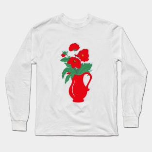 Poppy Bouquet Red Poppies Flowers Pitcher Long Sleeve T-Shirt